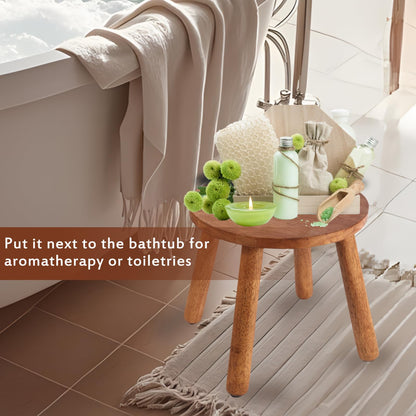 zaowofires Round Solid Wooden Step Stool, Garden Stool,10''H,Plant Stool,Wood Legs Detachable for Plant Stand, Kitchen, Bathroom,Bedroom,Livingroom (Walnut, 10inch)