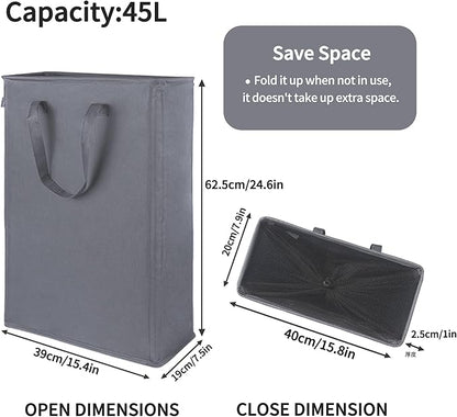 Odonata Slim Laundry Hamper Handles Collapsible Laundry Basket Thin Dirty