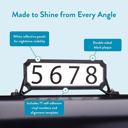 Architectural Mailboxes 3460B Manhattan Address Plaque, Small, Black | High-visibility, 2-sided in rust-proof plastic with UV-resistant finish. Vertical or horizontal mounting, hardware included.