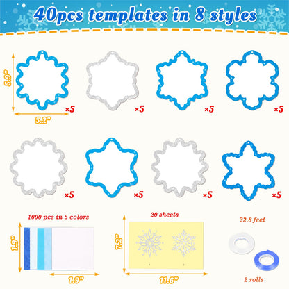 40pcs Christmas Crafts Bulk – Snowflake Paper Suncatcher DIY Kits for Winter Party, Holiday Ornaments, Classroom Decorations