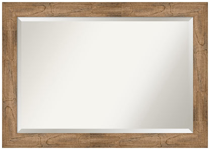 Amanti Art Brown Wall Mirror 30x42 Owl Brown Rectangle Bathroom Mirror for Wall Decor Living Room, Large Country Rustic Wood Frame, Hangs Horizonally and Vertically, Bathroom Decor, Beveled Edge