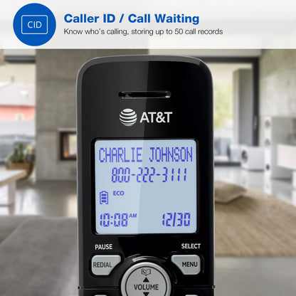 AT&T EL1121-21 2-Handset DECT 6.0 Cordless Landline Phone with Caller ID, Full-Duplex Speakerphone, Backlit Display & Keypad - Quiet & ECO Mode