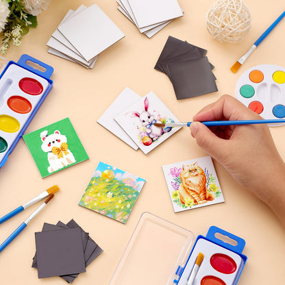 ESRICH 40 Pack 2x2IN Mini Magnetic Canvas Panels, Small Canvases for Painting for Oil, Watercolor, Acrylic Painting & DIY Crafts with 40PCS 2x2IN Square Flat Canvas Boards, 40PCS Soft Magnets
