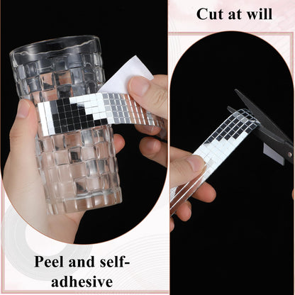 10000 Pcs Disco Ball Mirror Tiles Self Adhesive 5 x 5 mm Small Square Mirror Mosaic Tiles Disco Ball Tapes Stickers for Crafts DIY Party Decoration