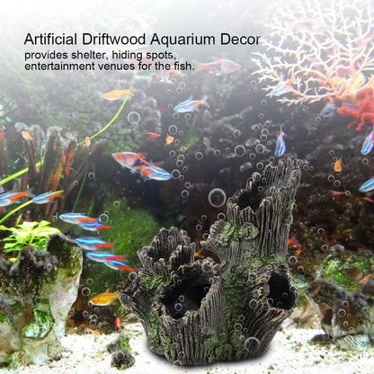 Tyenaza Aquarium Driftwood Decoration, Driftwood Resin Crafts Ornament for Aquarium Decoration Fish Tank Wood with Holes & Aquarium Caves Fish Tank Wood Decor(ST-004A)