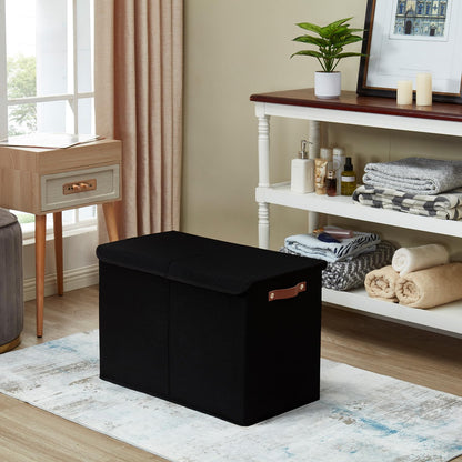 Bagnizer Large Toy Storage Box with Lids, Collapsible Sturdy Baby Storage Organizer Chest Bin Basket for Kids, Boys, Girls, Playroom, Nursery, Bedroom, Closet 25"x13"x16" (Black)