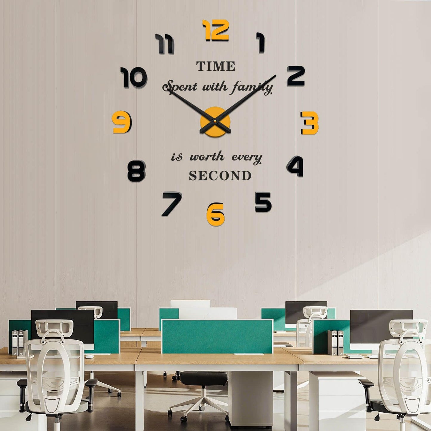 VANGOLD Wall Clock Large Wall Clock for Living Room Decor, Decorative Wall Clocks Battery Operated (Black Gold Wall Decor)