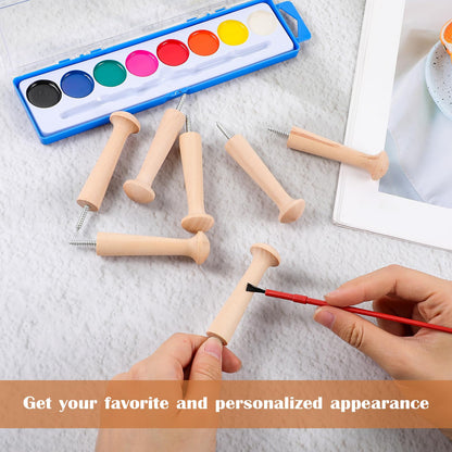 50 Pcs Wooden Shaker Peg Screw-on Pegs 2.87 Inch Long Unfinished Wood Shaker Racks for Hanging Clothes Hats Towel and More DIY Paint Color (Wood Color)