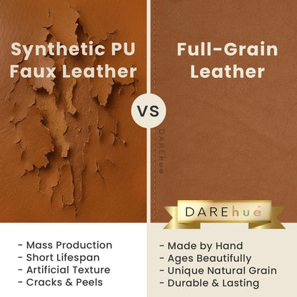 DAREhue Full Grain Genuine Leather Desk Pad – Toffee Tan Brown (L) - Premium Desk Mat with Non-Slip Backing, Thick 3mm, Office Desk Protector for Work & Gaming (Large 27.6 x 11.8 inch)