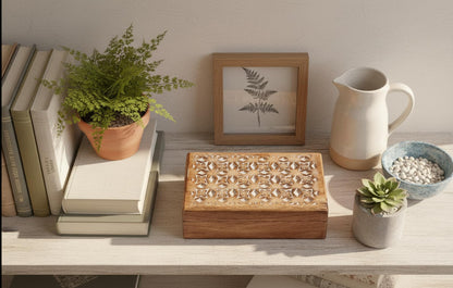 Great Birthday Gift Ideas Handmade Decorative Wooden Jewelry Box Jewelry Organizer Keepsake Box Treasure Chest Trinket Holder Watch Box Storage Box Housewarming Gifts Women