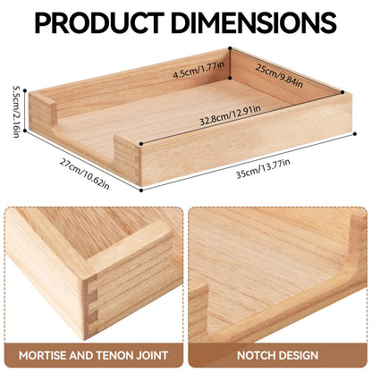 KIRIGEN Wood Letter Tray, Single-Tier Front-Load Desktop Paper Organizer, Wooden Document Tray for Letter and A4 Paper, File Folder, Mail, Home Office Desk, 13.77 x 10.62 x 2.16 Inch, TP-NA