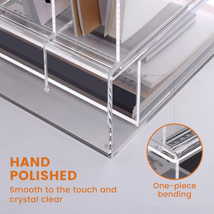 Desk Organizers and Accessories, Acrylic Desk Organizer with Drawer, Office Supplies Organization Storage, Clear Acrylic File Organizer for Desk - 1 Pack
