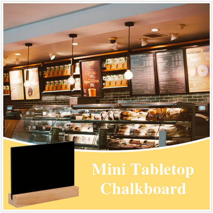 4 x 3 Inch Mini Chalkboards Signs, 10 Pcs Double Side Tabletop Chalkboard Signs with Wood Base Stands Rectangle Chalkboard for Food Labels Party Weddings Event Decorations.