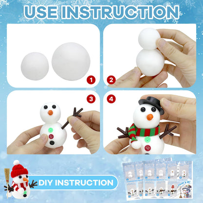 Rtisaeu 12 Pack Christmas Snowman Crafts for Kids, Build a Snowman Kit Indoor Decorations, DIY Snowman Kit Christmas Stocking Stuffers Gift Snowman Making Kit Toys for Activities Party Supplies