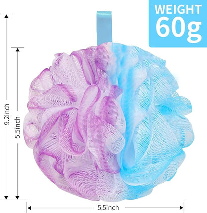 BCKENEY Bath Loofah Shower Sponge Body Back Scrubber Soft Mesh Shower Puffs Exfoliating Loofa for Women & Men Bath Accessories Cleaning Tool (4Pack 60G Loofah Sponge, Forest Fairy)