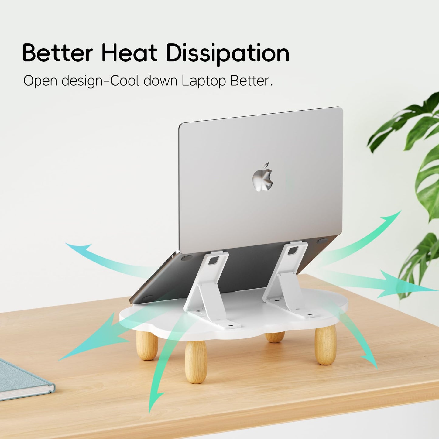 AFOOYO Adjustable Wood Laptop Stand, Ergonomic Height Angles Computer Stand, Cloud-Shaped Holder Riser Notebook Stand for Desk Compatible with Air, Pro, Dell, HP, Lenovo More 10-17.3" Laptops, White