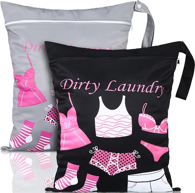 Shappy 2 Pcs Large Travel Laundry Bag Washable Waterproof Wet Dry Large Dirty