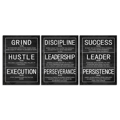 Inspirational Poster for Office Motivational Wall Art 3 Pieces Canvas Prints Artwork for Living Room Bedroom Modern Home Decor Painting Pictures Stretched and Framed Ready to Hang [36''Wx 16''H]