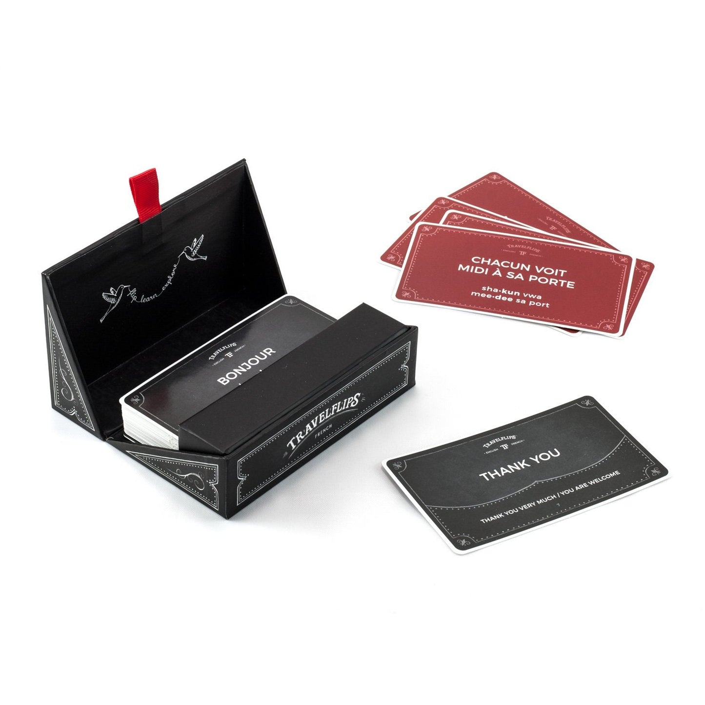 French Flash Cards - Learn French Language Vocabulary Words and Phrases - Easy Sentences for Beginners - Gift for Travelers, Kids, and Adults - Language Cards by Travelflips