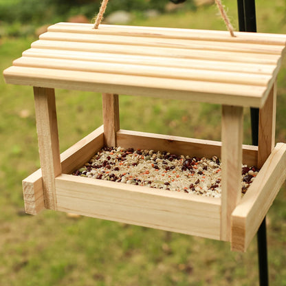 STARSWR Bird Feeders for Outside Hanging, Wild Bird Feeder House for Cardinals Finches Wooden Bluebird Feeder Mealworm Feeder Outdoor Wood Platform Bird House Feeder