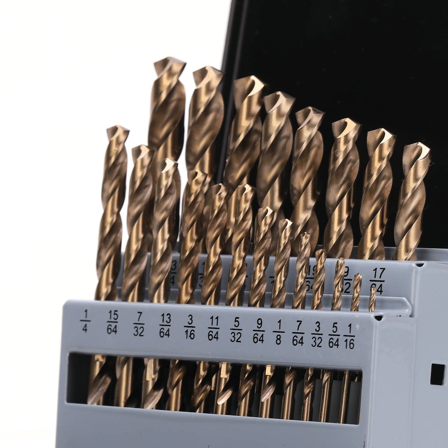 YOUGFIN Cobalt Drill Bits for Hardened Steel, M35 High Speed Steel Metal Drill Bit Set 21 Pieces, 135 Degree Tip Twist Jobber Drill Bits for Wood, Plastic, Stainless Steel
