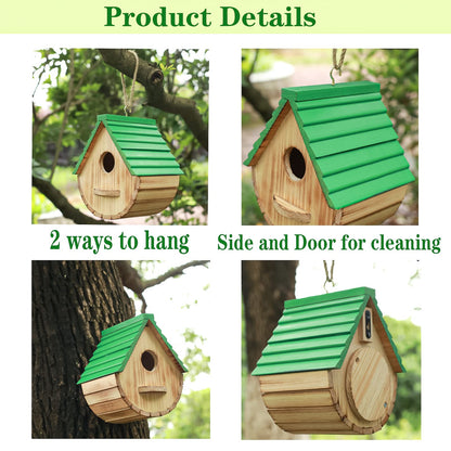 STARSWR Bird House,Outdoor Birdhouse, Wooden Bird Houses for Outside Clearance Bluebird Finch Cardinals Hanging Birdhouse Garden Viewing