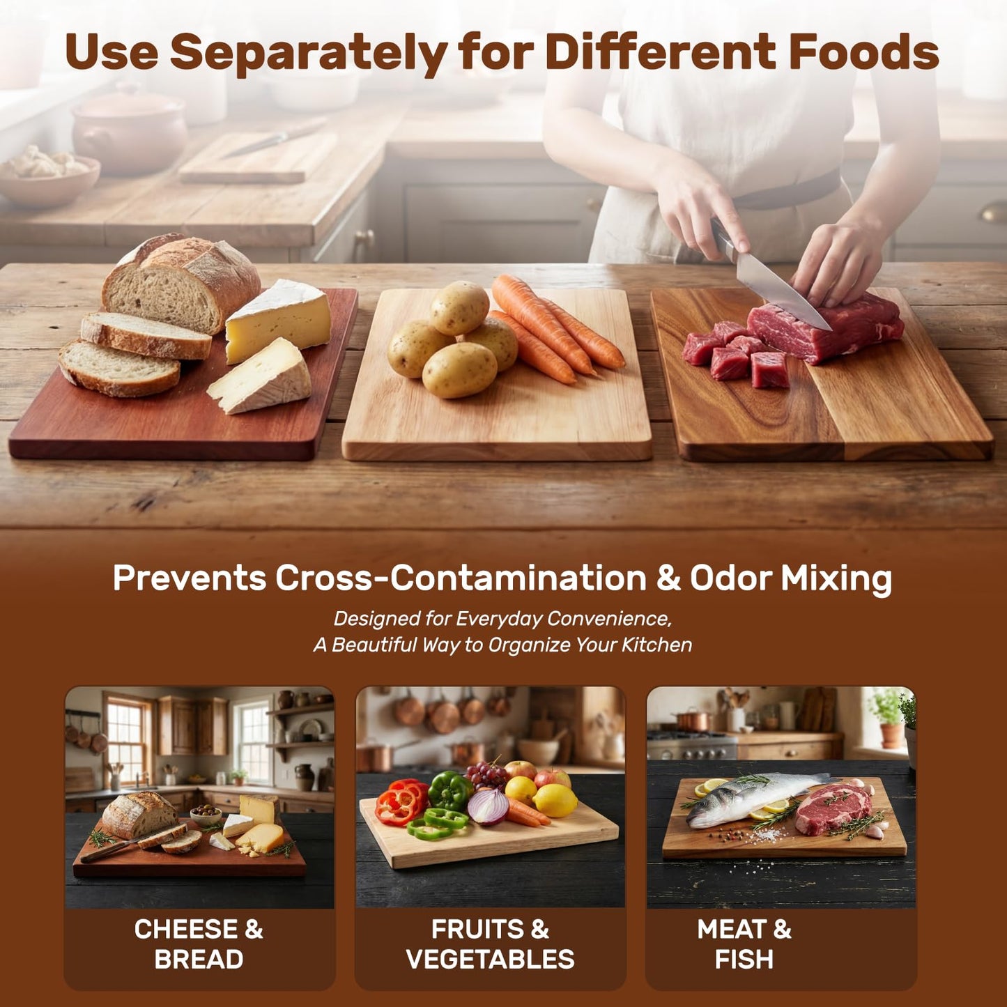 Book Cutting Board Set with Wood Stand, Wooden Cutting Boards for Kitchen,Knife Friendly Decorative Board that Look Like Books, Easy to Store & Clean,Unique Gift for Book Lovers & Home Cooks