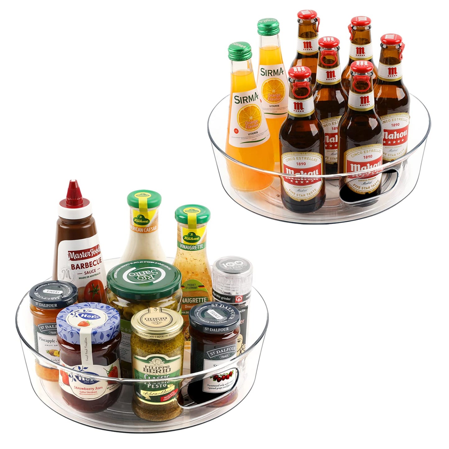 4 Pack Lazy Susan Organizer for Cabinet, Upgraded 11.5" Clear Turntable Organizer with Handles and Raised Edge, Rotating Lazy Susan Spice Storage for Kitchen, Pantry, Refrigerator, Bathroom, Table