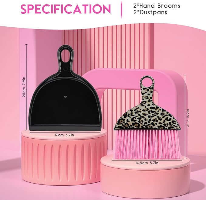 THINKLEARN 2PCS Mini Dustpan and Brush Set, Small Broom and Dustpan Set