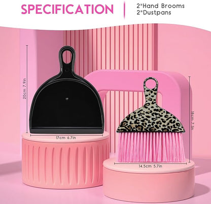 THINKLEARN 2PCS Mini Dustpan and Brush Set, Small Broom and Dustpan Set