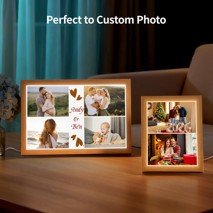 PYD Life 2 Pack A5 Night Light LED Photo Frames Panels with Sublimation Glass Sheets 5.9" x 7.87", with Wooden Frame 3 Light Modes, Custom Sublimation Blanks Night Lights for Tabletop Home Decor
