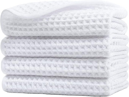 POLYTE 430 GSM Microfiber Lint Free Washcloth Face Towel, 13 x 13 in, 4 Pack