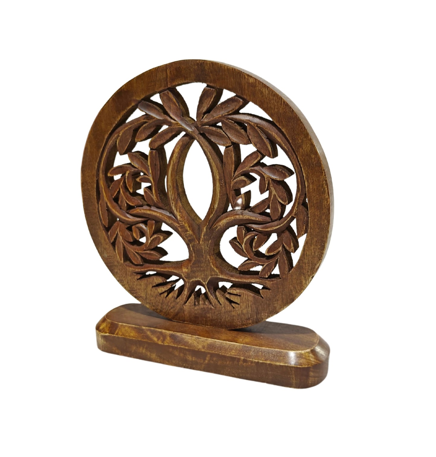 VANIYA CRAFTS® Wooden Carved Handmade Engraved Table Decor Tree Shape Table Sculpture Home Decor Statue for Living Room, Bedroom, Office Desktop, Cabinets
