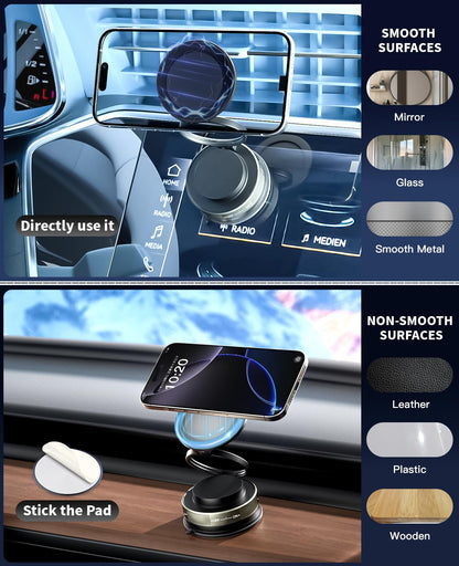 2Pack Magnetic Car Phone Holder for Magsafe Mount,360° Adjustable Foldable and Retractable Car Phone Mount, Foldable sticker Ultra Strong Suction Cup for iPhone 17 Pro Max/Air/17 Pro/16 ProMax/15 Plus