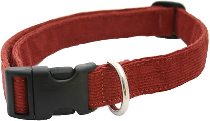Hemp Corduroy Dog Collar - No Pattern (1/2" Extra Small, Rust)
