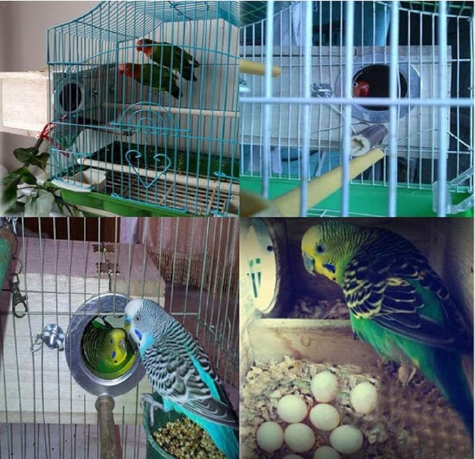 Bird Nest Breeding Box Cage Wood House for Finch Lovebirds Cockatiel Budgie Conure Parrot (M-9.8 X 5.1 X 5.3IN)