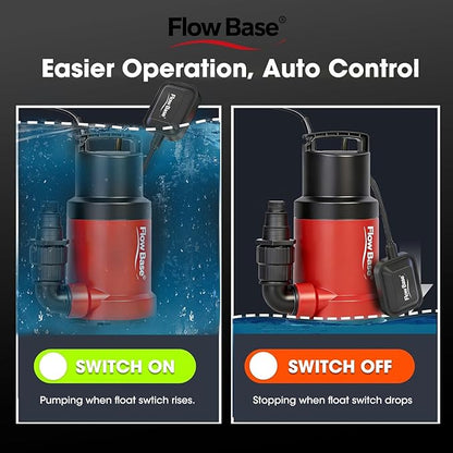 1HP 5000GPH Sump Pump - Clean/Dirty Water Portable Transfer Submersible Pump with Float Switch for Swimming Pool, Garden Pond, Basement with 10ft Power Cord,Remove Water Level Down to 0.2"
