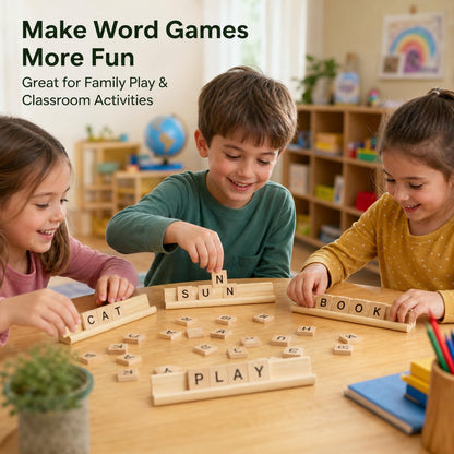 RHBLME 20 Pack Wooden Scrabble Tile Holders, Letter Replacement Racks Word Tray for Crafts, Game Stands, Mexican Train, Mahjong, and More
