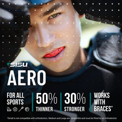 SISU Aero Medium Mouthguard, Neon Flash - 30% Stronger Protection for Lacrosse, Football, Hockey, Roller Derby, Team Sports - Remoldable Up to 20 Times - Ultra Slim - Works for Braces - Non Toxic