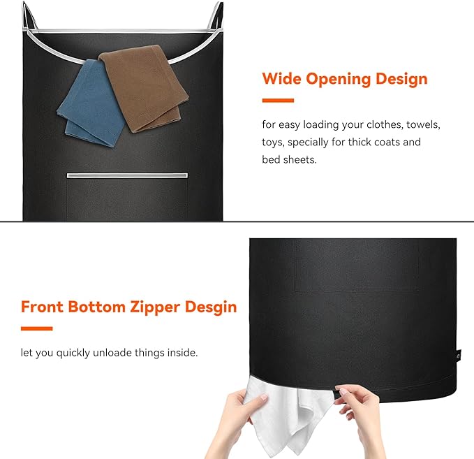 XL Hanging Laundry Hamper, Over Door/Wall Mount, Large Capacity, Modern Design