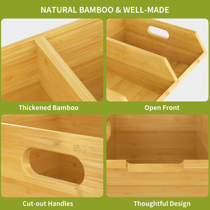 Bambition Bamboo Pantry Storage Bins, Stackable Potato and Onion Storage Bin for Kitchen Countertop, Wood Pantry Organizer Baskets for Fruit Vegetable Snack