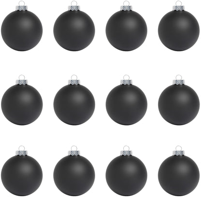 SLEETLY 12pc Matte Black Christmas Ball Ornaments – Plastic DIY Paintable Blank Plain Ornaments, Personalize Holiday Crafts for Kids & Adults - Decorate with Paint, Glitter, Stickers & Markers, 3.15"