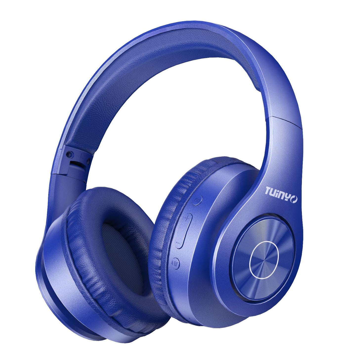 TUINYO Bluetooth Headphones Wireless, Over Ear Stereo Wireless Headset 40H Playtime with deep bass, Soft Memory-Protein Earmuffs, Built-in Mic Wired Mode PC/Cell Phones/TV-Dark Blue