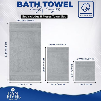 DAN RIVER 8 PC Luxury Bath Towels