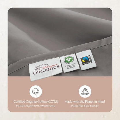 100% Organic Cotton Duvet Cover King Size - Naturally Soft Lightweight & Cooling Duvet Cover Set with Decorative Shams - Premium GOTS Certified 300 Thread Count Sateen Weave (Stone, King)