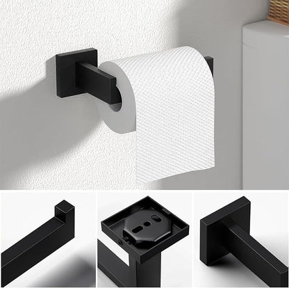 JOPOFI 10 Piece Bathroom Towel Bar Set - Thicken Stainless Steel Bath Towel Holder, 15.7 Inch Towel Racks for Bathroom Wall Mounted, Bathroom Hardware Accessories Set - Matte Black