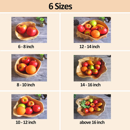 MIATTCLD Wooden Bowl Decorative Natural Wood Fruit Bowl, Irregular Creative Wood Bowls, Rustic Hand Carved Candy Snack Keys Serving Bowls for Home Decor(8"-10" Diameter)