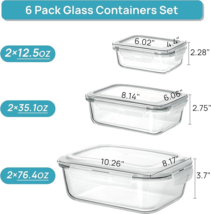 Vtopmart 2.26L/76oz Extra Large Glass Food Storage Containers