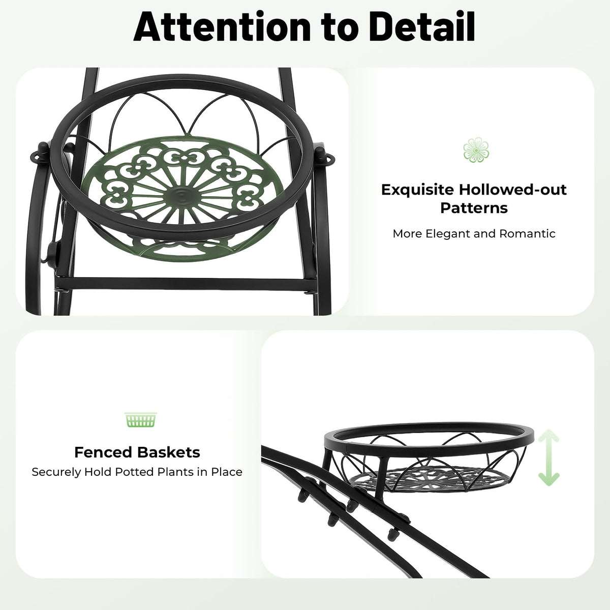 HCYHSLH Metal Bicycle Planter, 3 Tier Bicycle Flower Stand, 22 lbs Capacity Black Plant Pot Display Holder, 4.41lbs Indoor Outdoor Garden Patio Decor w/3 Flower Baskets, for Balconies