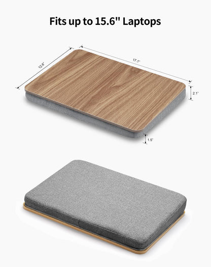 ZEAPTAC Lap Desk with Pillow Cushion, Portable Bed Desk, Fits up to 15.6 inch Laptop, Lap Stand for Bed & Couch & Carpet, Book/Tablet/Drawing Board Stand - Dark Brown Wood